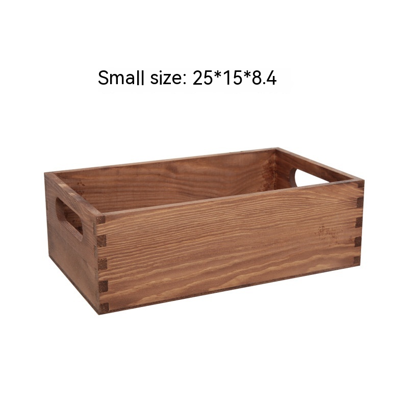 Wooden Storage Box Uncovered Retro Rectangular Sundries Cosmetic - Image 7