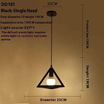Nordic Style Color Wrought Iron Triangle Small Droplight