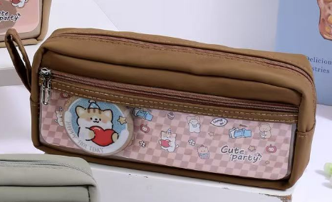 Cartoon pattern pencil case-brown-1 piece