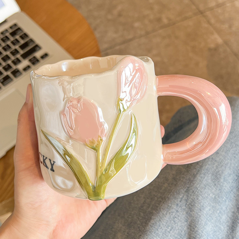 Creative Tulip Ceramic Cute High Appearance Gift Couple Coffee Mug