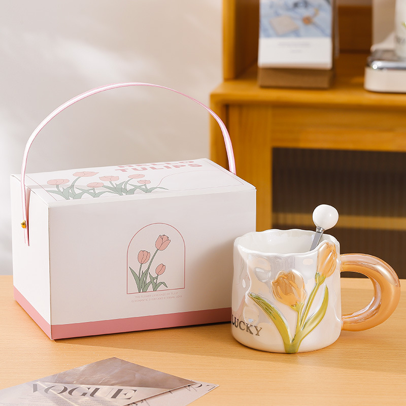 Creative Tulip Ceramic Cute High Appearance Gift Couple Coffee Mug - Image 12