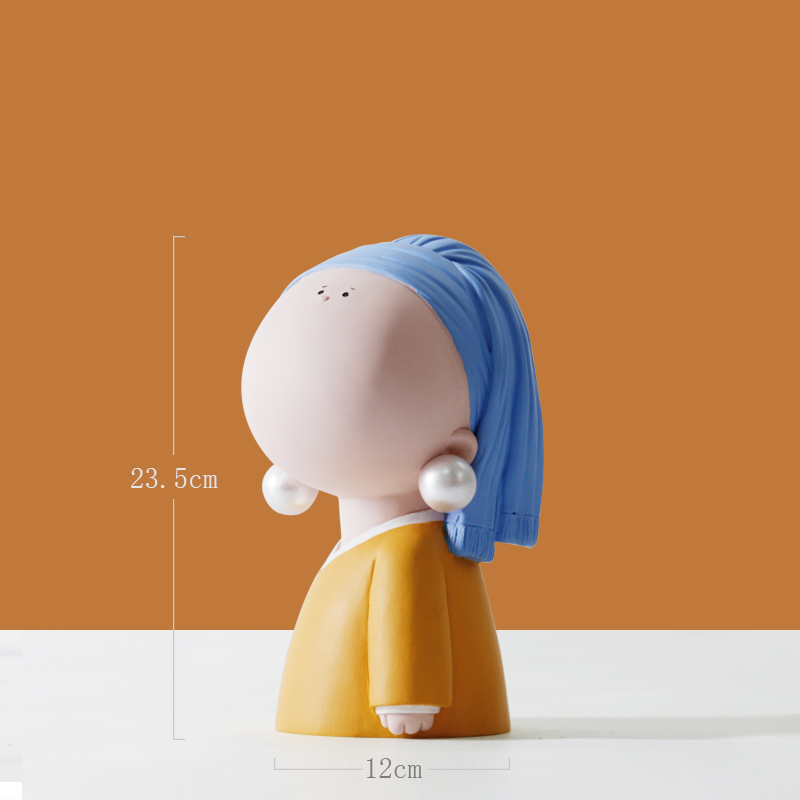 Artistic Girl With Pearl Earrings In The Living Room Entrance Entrance Key Storage Tray Decoration - Image 3