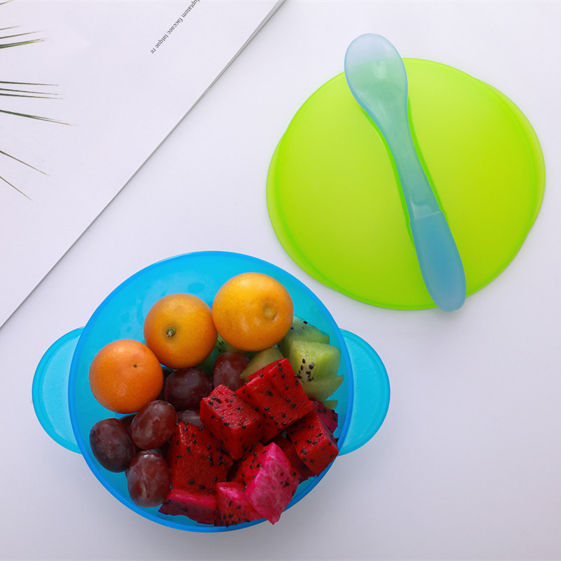 Children Sucker Bowl Baby Training Bowl Set With Temperature Spoon Two-color Cartoon Rice Bowl - Image 2