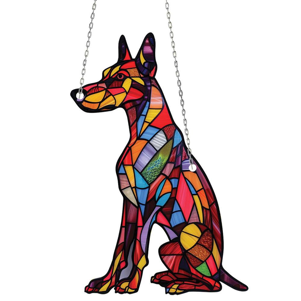 Pet Dog Color Acrylic Pendant Gift Window Hanging Sun Catcher Chain - Image 5