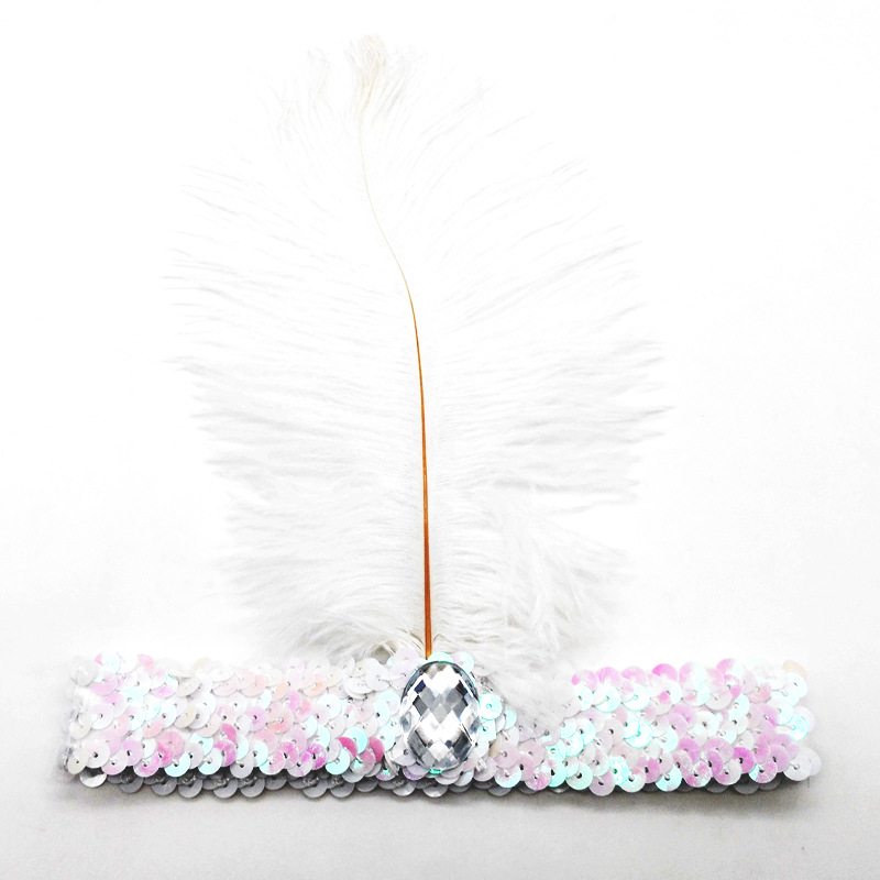 Ostrich Hair Sequined Diamonds Headband - Image 7