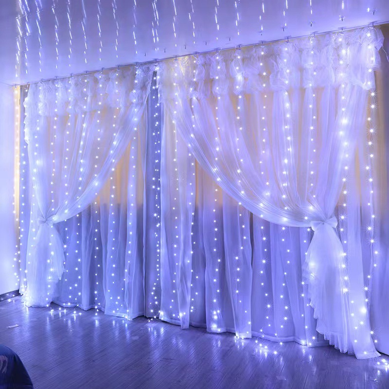 Curtain String Lights For Christmas Weddings And Bedroom Decor With Hooks - Image 2