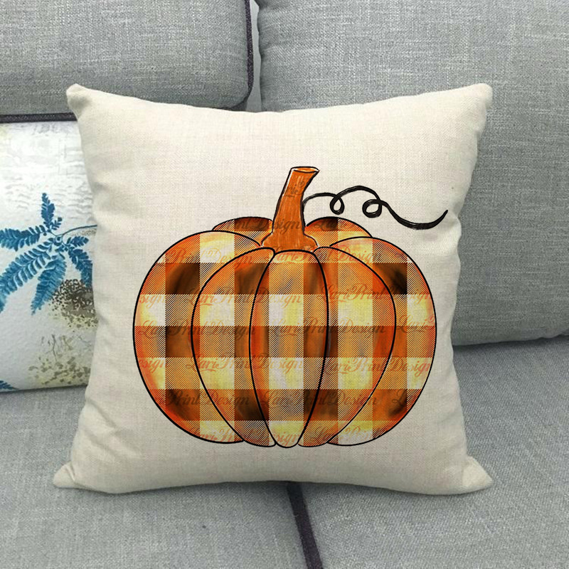 Painted pumpkin linen pillowcase - Image 2