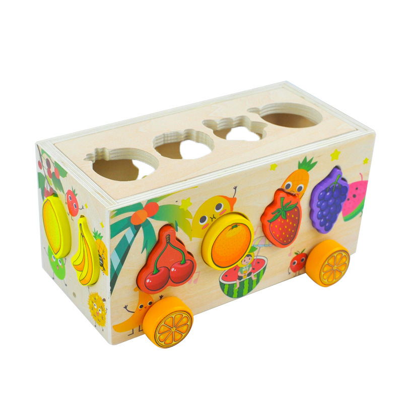 Wooden Children's Leash Snail Trailer Rainbow Building Blocks - Image 5