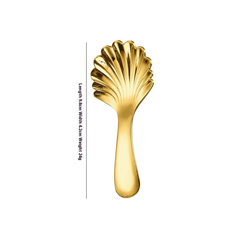 Stainless Steel Short Handle Round Head Shell Spoon Fork - Image 12
