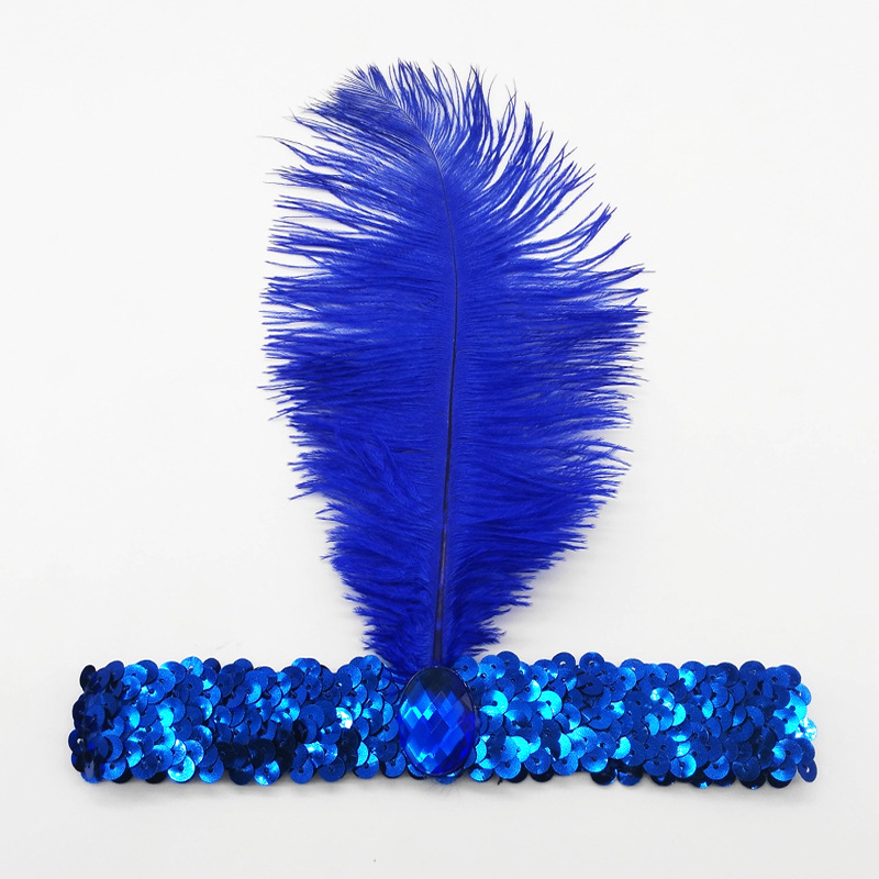 Ostrich Hair Sequined Diamonds Headband - Image 2