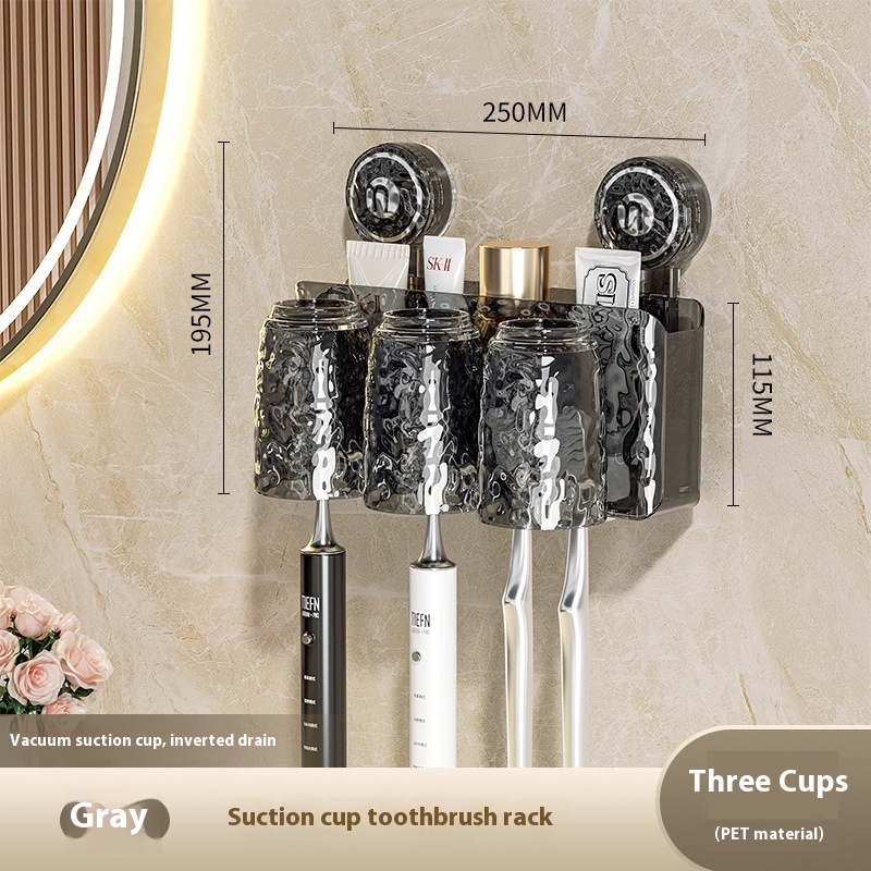 Suction Cup Type Wall-mounted Punch-free Good-looking Bathroom Toothbrushing Set Family Set - Image 3