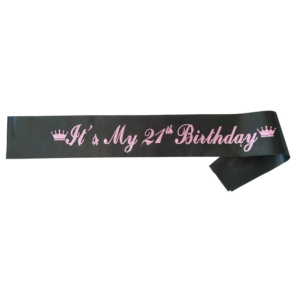 Birthday party rose glitter pink shoulder strap
