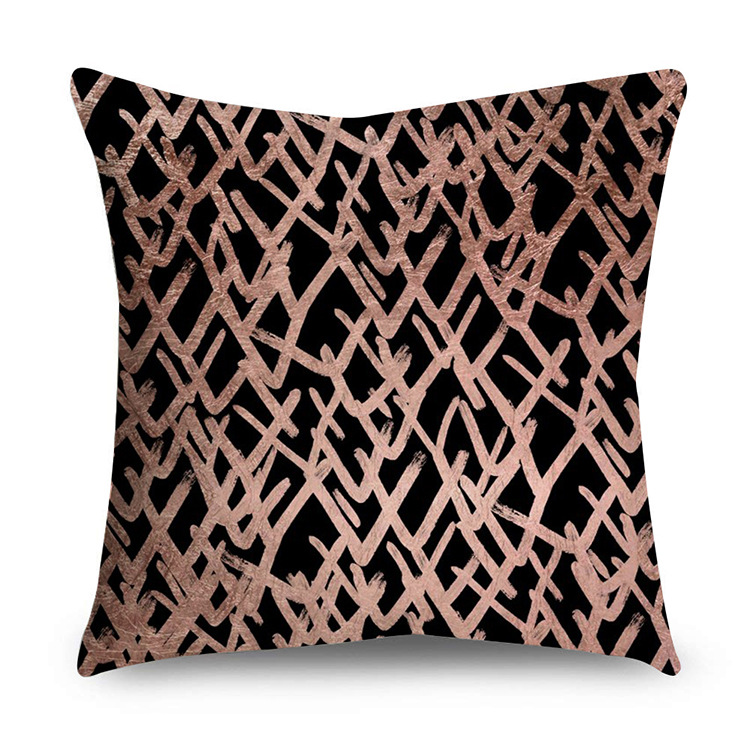 Rose Gold Polyester Pillow Cover Black Gold Element Cushion Throw Pillowcase - Image 23