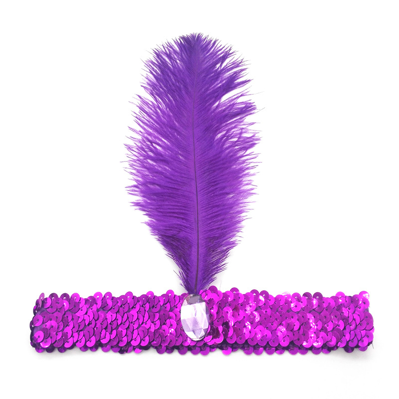 Ostrich Hair Sequined Diamonds Headband - Image 11