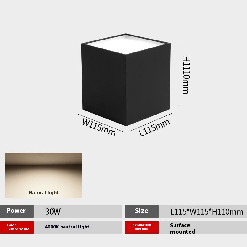 Led Surface Mounted Downlight Square Punch Free Ceiling Lamp - Image 8