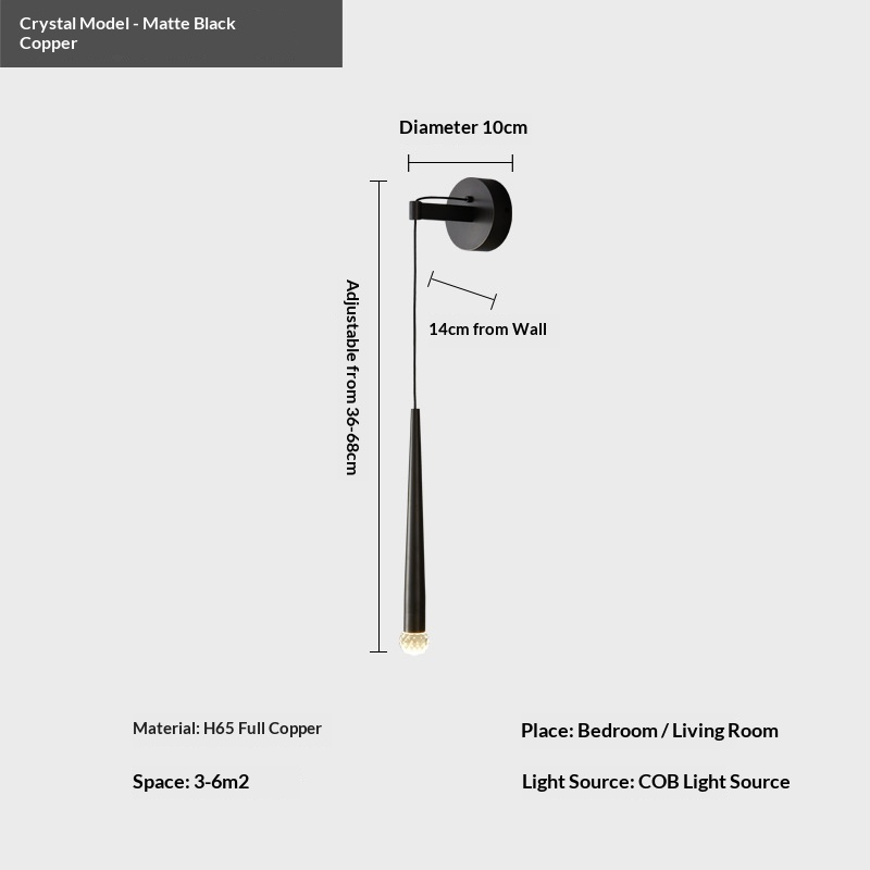 All-copper Minimalist Pendant Bedside Wall Lamp