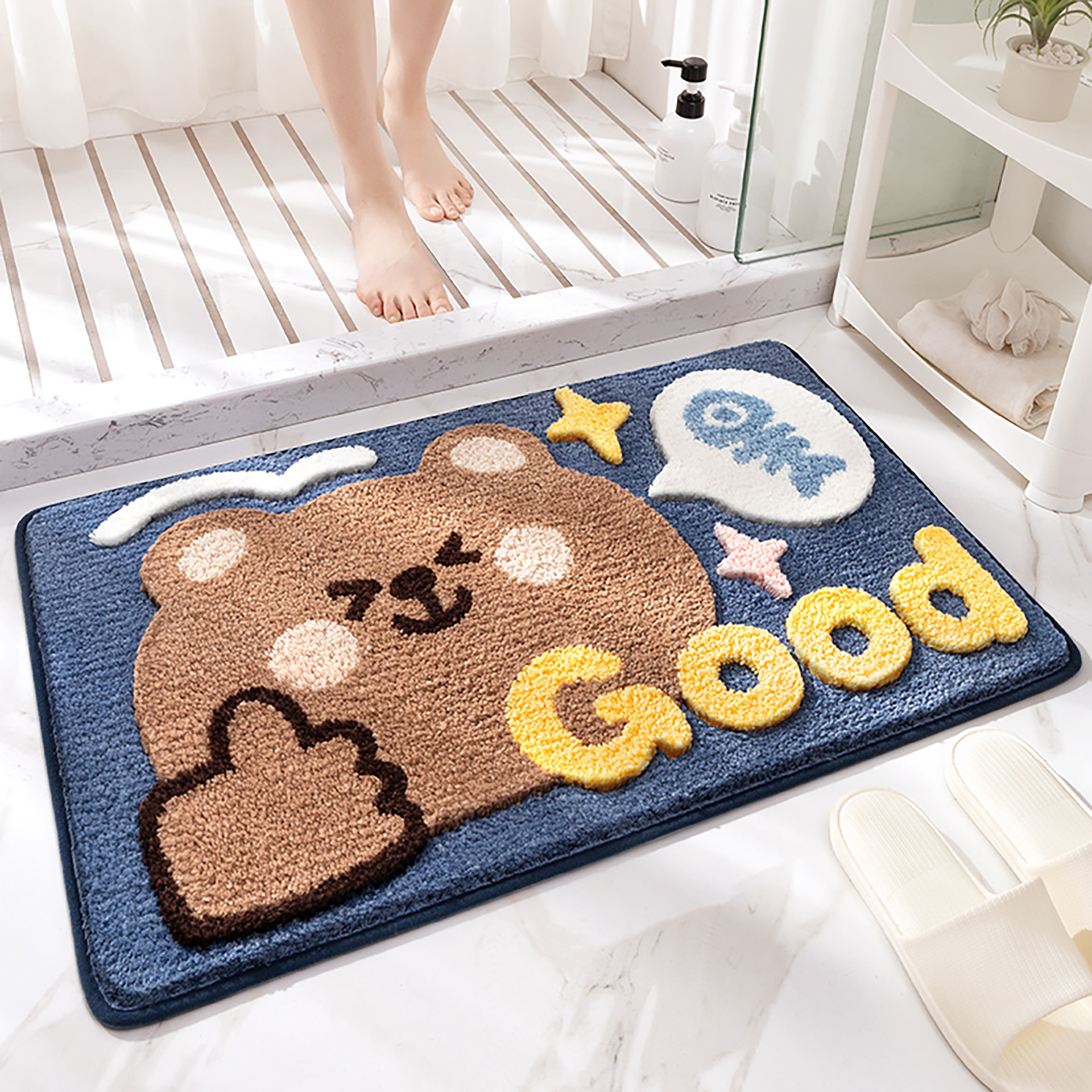 Flocked Home Doormat Bathroom Rug Absorbent Non-slip Mat Bedroom Foot Pad - Image 7
