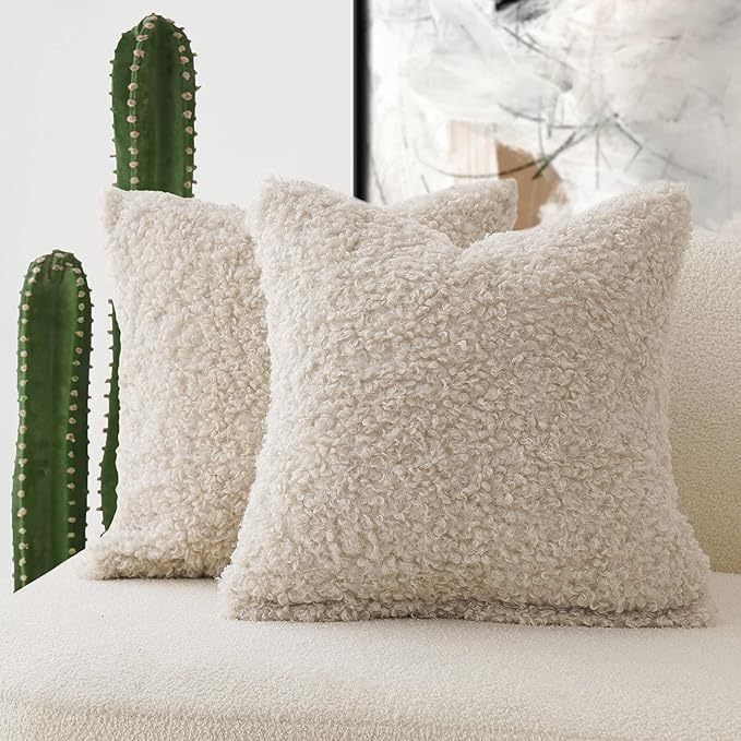Ins Style Faux Cashmere Pillow Solid Color Curly Pillow Cover - Image 2