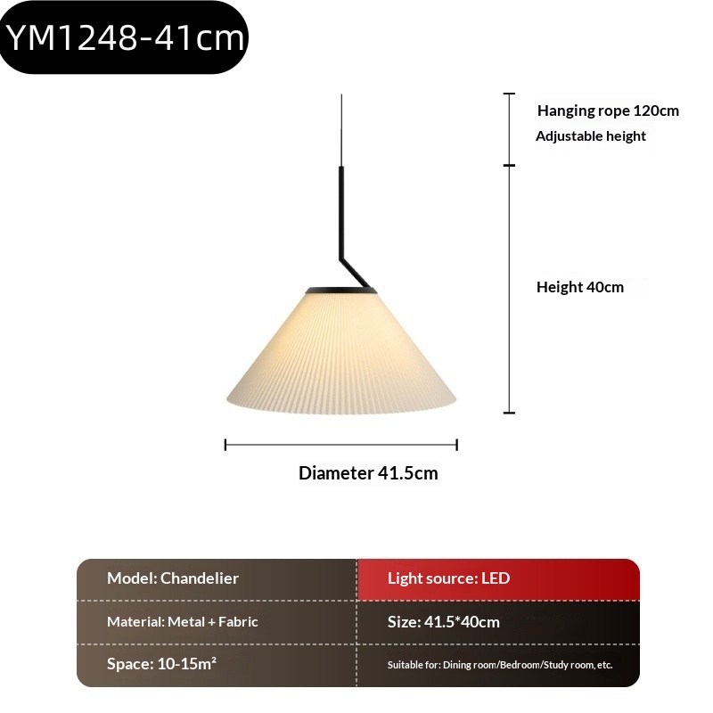 Retro Dining Pleated Fabric Cream Tone Lighting Fixtures