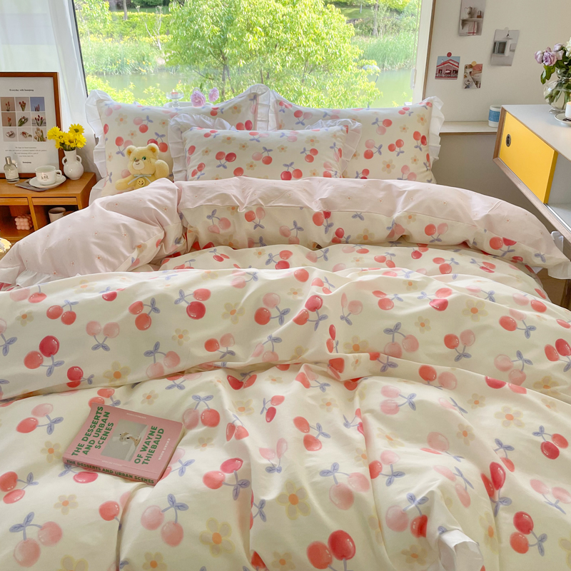 Small Floral Cotton Four-piece Bed Princess Style - Image 6