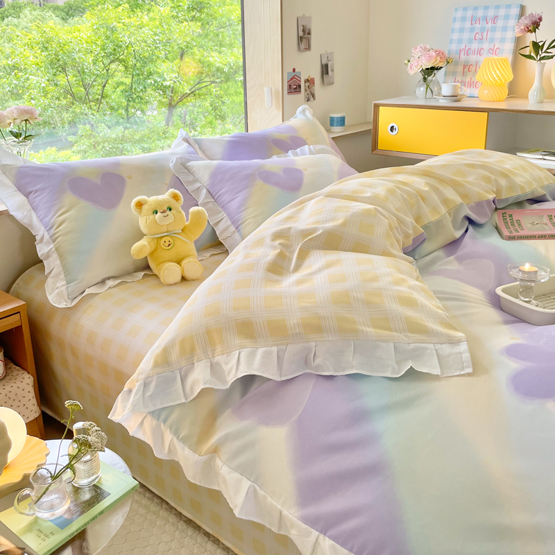 Small Floral Cotton Four-piece Bed Princess Style - Image 14
