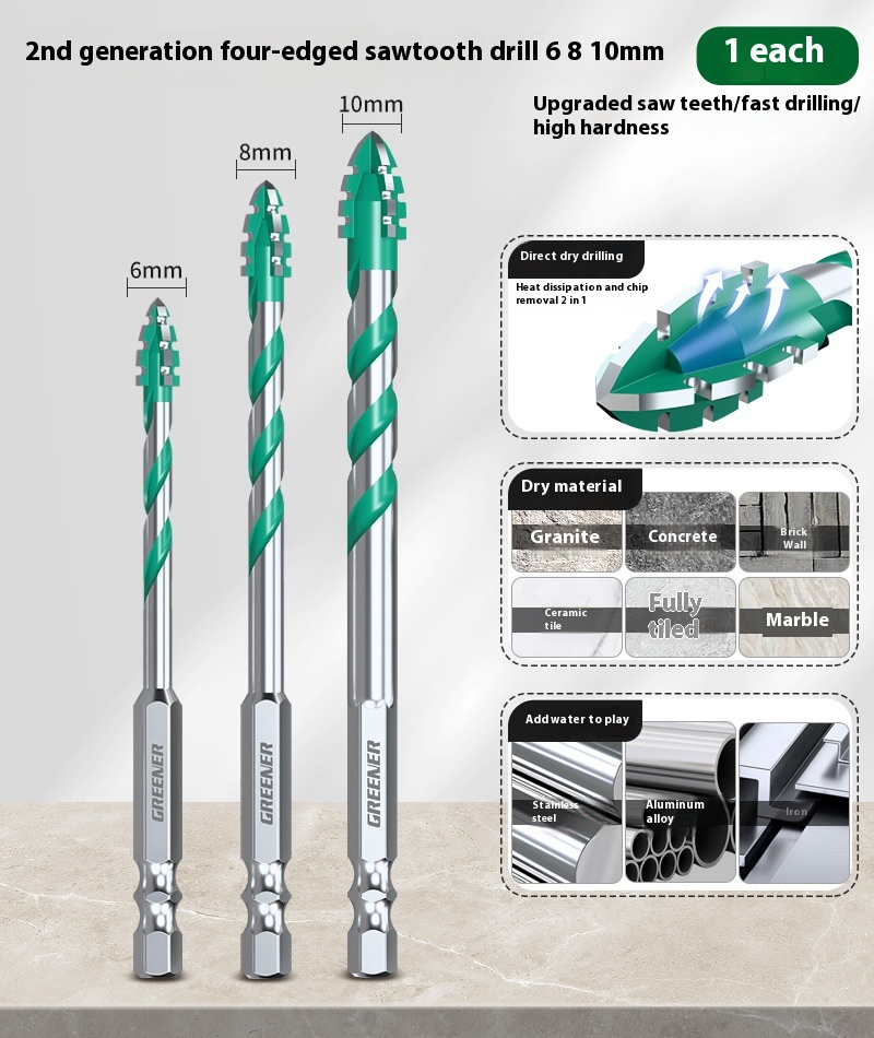 Four-blade Serrated Eccentric Bit Tile Concrete Punching Special - Image 4