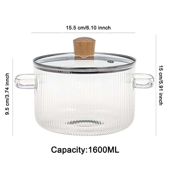 Thick Double-ear Transparent Glass Milk Pot Instant Noodle Bowl Hot Pot Non-stick - Image 4
