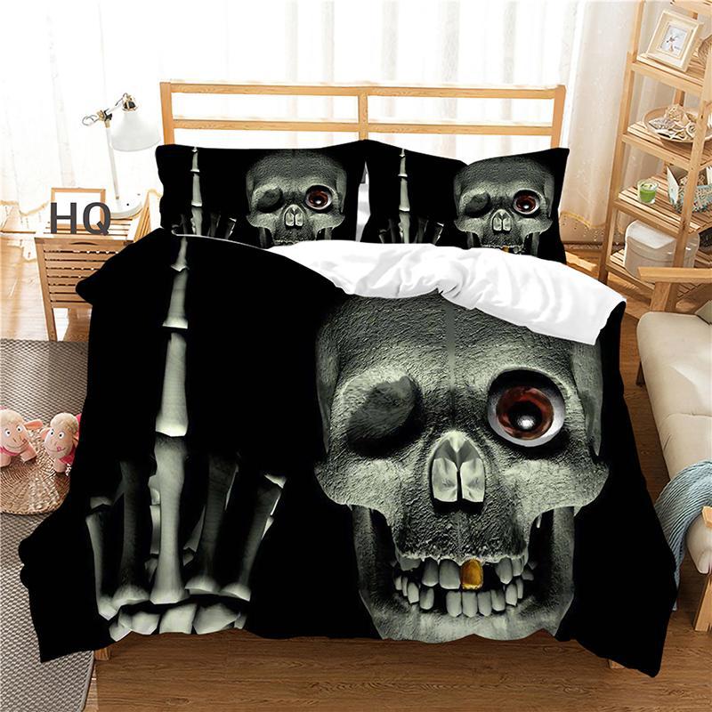 3D Digital Print Three Or Four-Piece Skull Pillowcase And Duvet Cover Set - Image 8