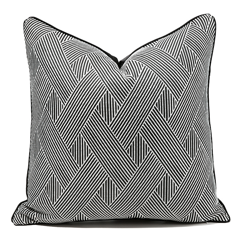 Black And White Striped Hotel Villa B & B Living Room Bedroom Pillow Cover