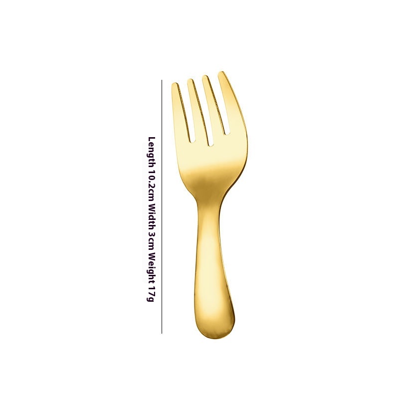 Stainless Steel Short Handle Round Head Shell Spoon Fork - Image 7