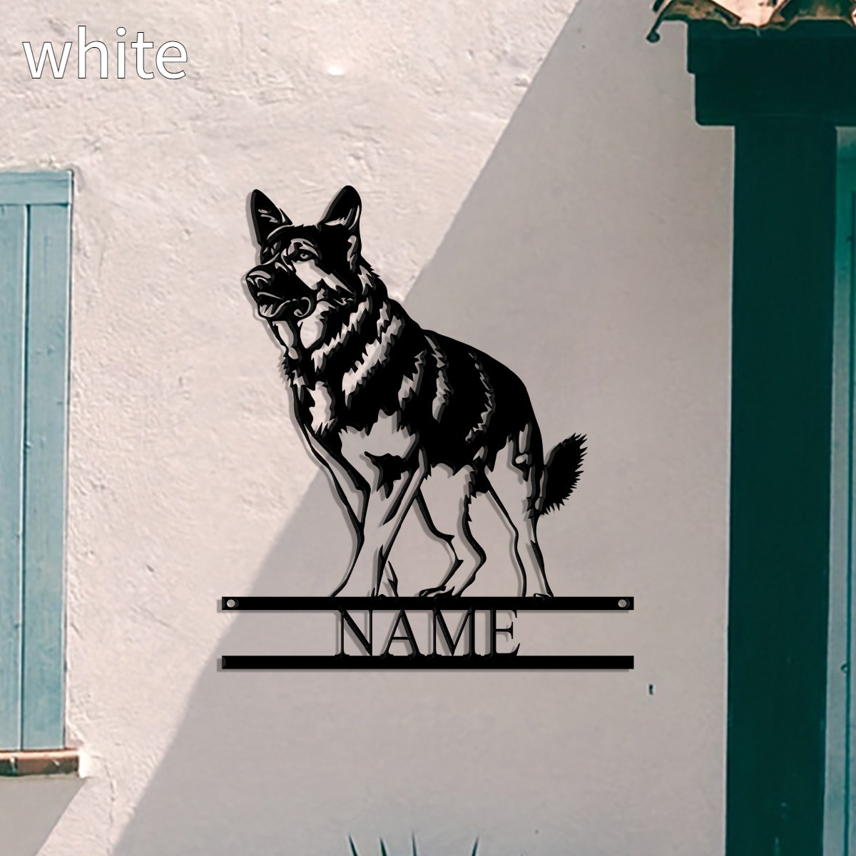 Minimalist Black Metal Hollowed-Out Wolf Animal Decorative Painting - Image 2