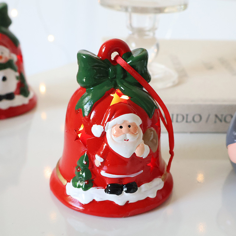 Santa Claus Hollow Ambience Light Christmas Tree Bell Decorative Pendant - Image 4