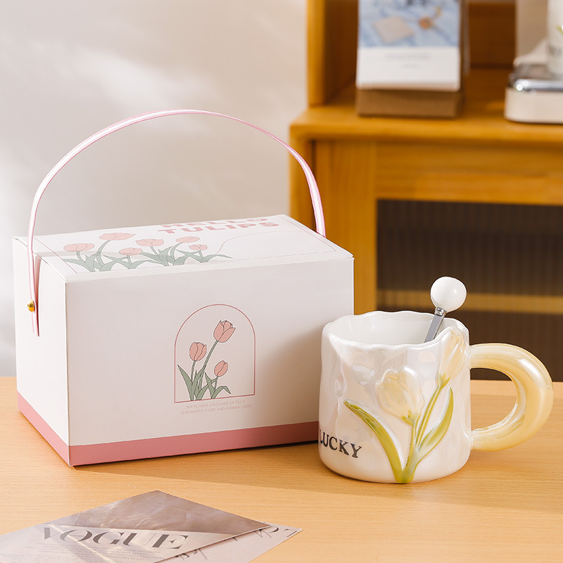 Creative Tulip Ceramic Cute High Appearance Gift Couple Coffee Mug - Image 9