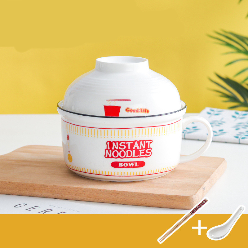 Japanese Creative Ceramic Instant Noodle Bowl With Lid - Image 7