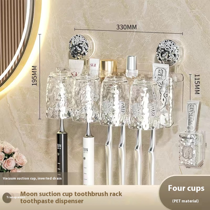 Suction Cup Type Wall-mounted Punch-free Good-looking Bathroom Toothbrushing Set Family Set - Image 7