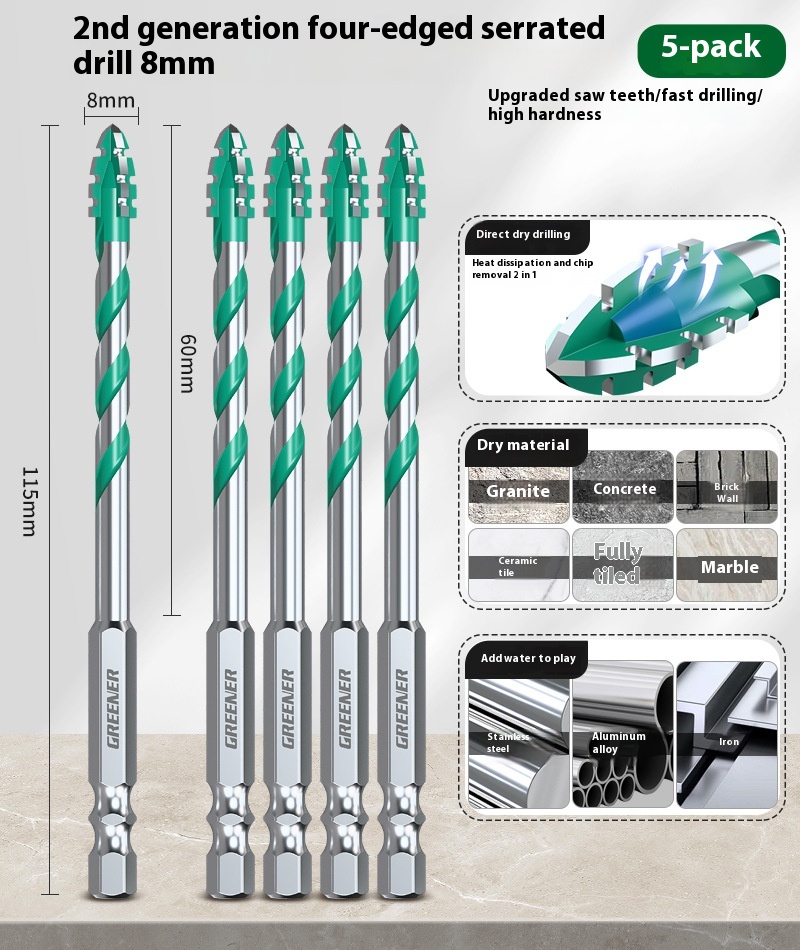 Four-blade Serrated Eccentric Bit Tile Concrete Punching Special - Image 10