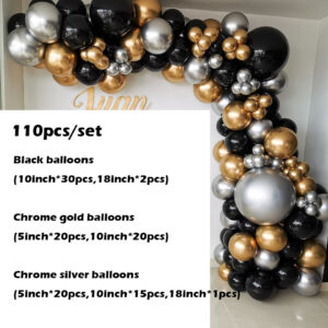 New 18 Inch Black Gold Latex Balloon Birthday Party Balloon Chain Set Decoration Balloon