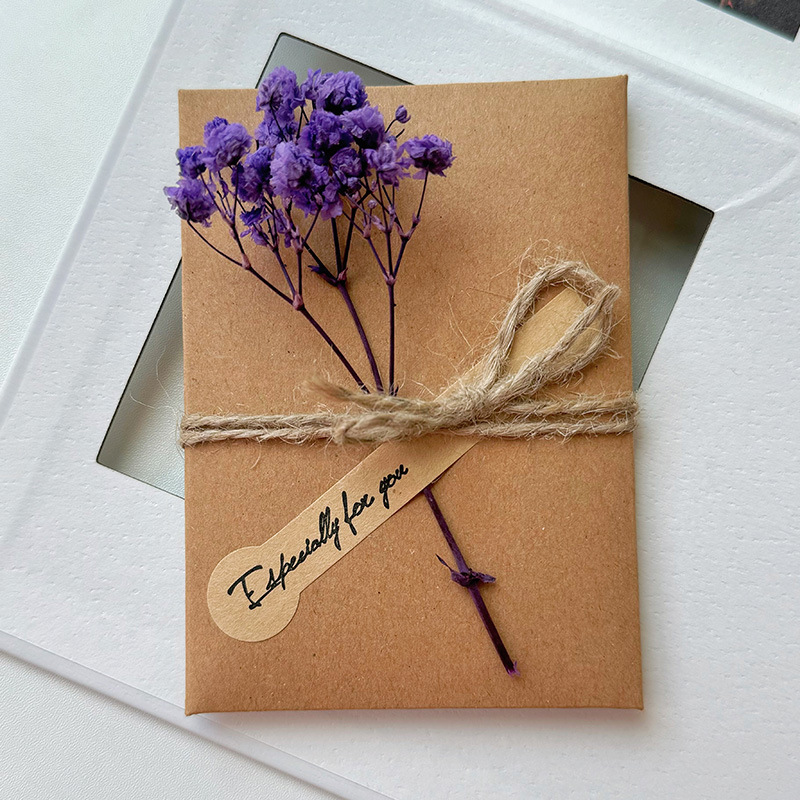 Starry Sky Dried Flower Handwritten Thank You Greeting Card - Image 2