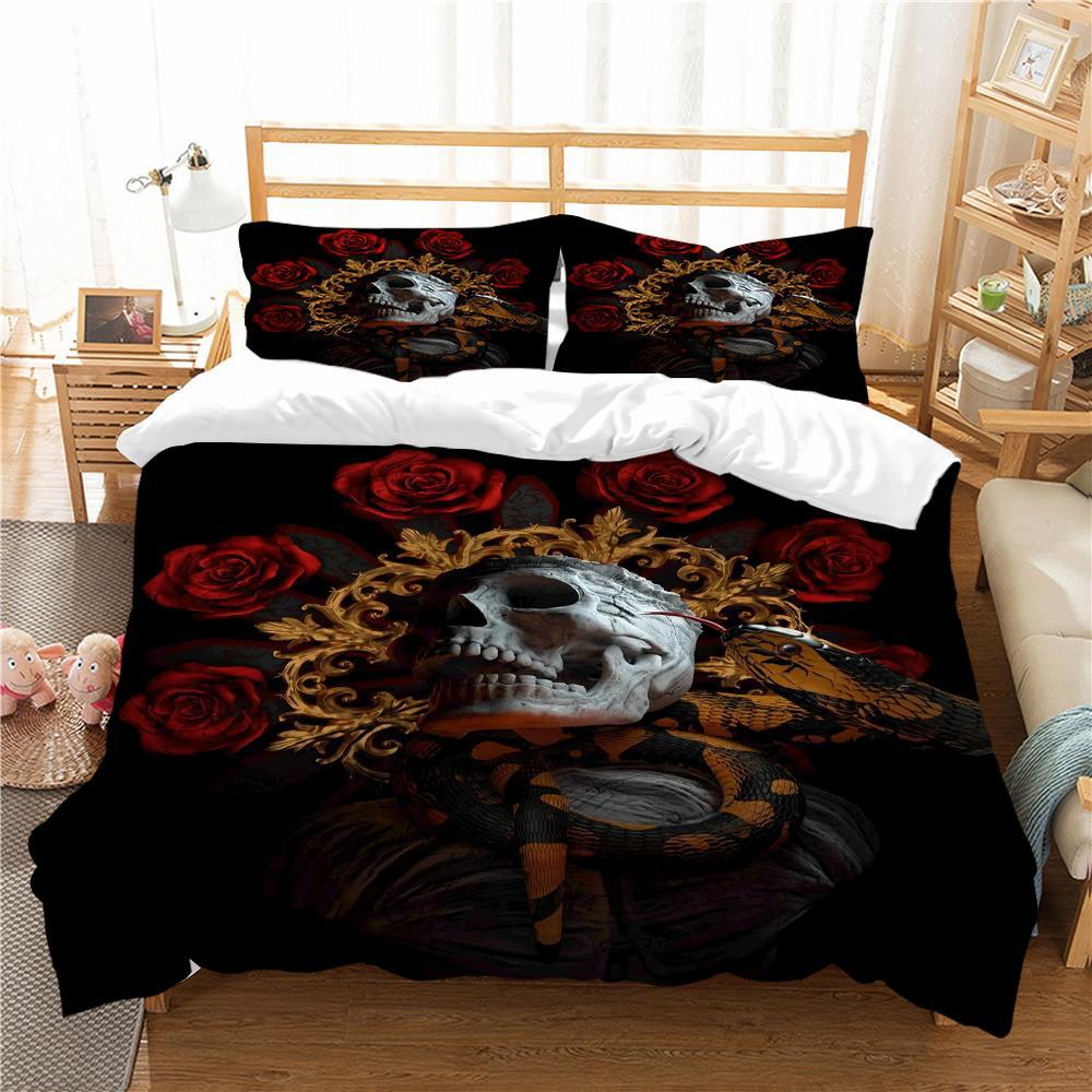 3D Digital Print Three Or Four-Piece Skull Pillowcase And Duvet Cover Set - Image 14