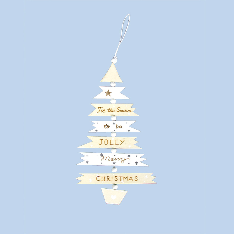 Wooden Painted Multi-color Christmas Tree String Pendant - Image 6
