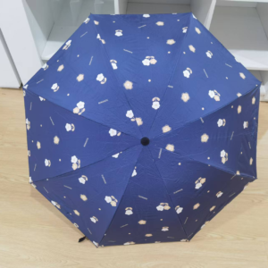 Three-fold sunny umbrella-twin flowers-dark blue-1