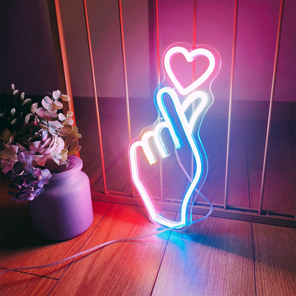 Neon Heart-shaped Acrylic Decorative Lights For Shopping Mall And Bar Interiors