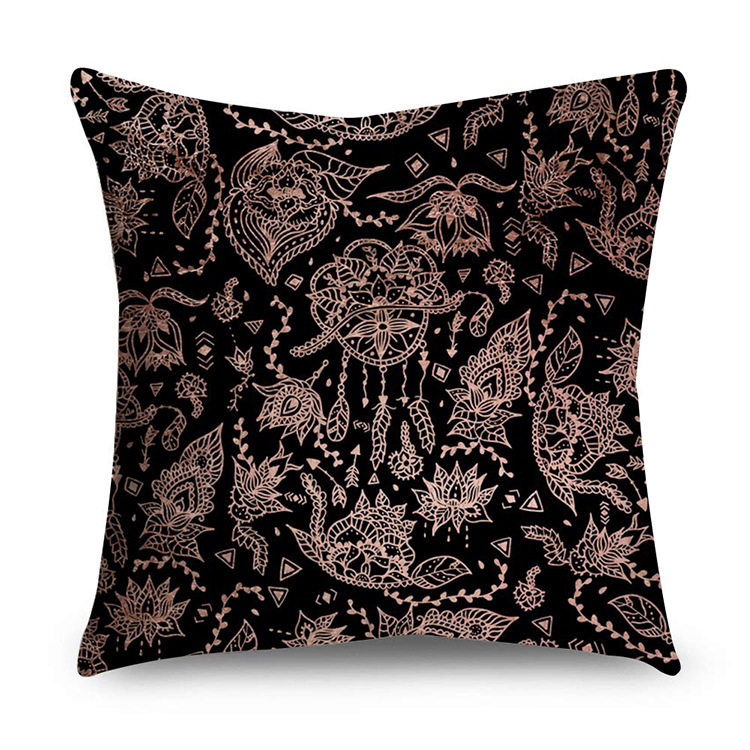Rose Gold Polyester Pillow Cover Black Gold Element Cushion Throw Pillowcase - Image 22