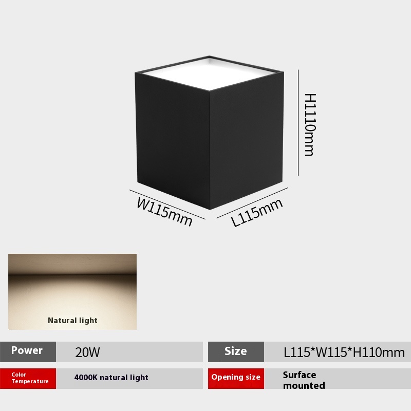 Led Surface Mounted Downlight Square Punch Free Ceiling Lamp - Image 6