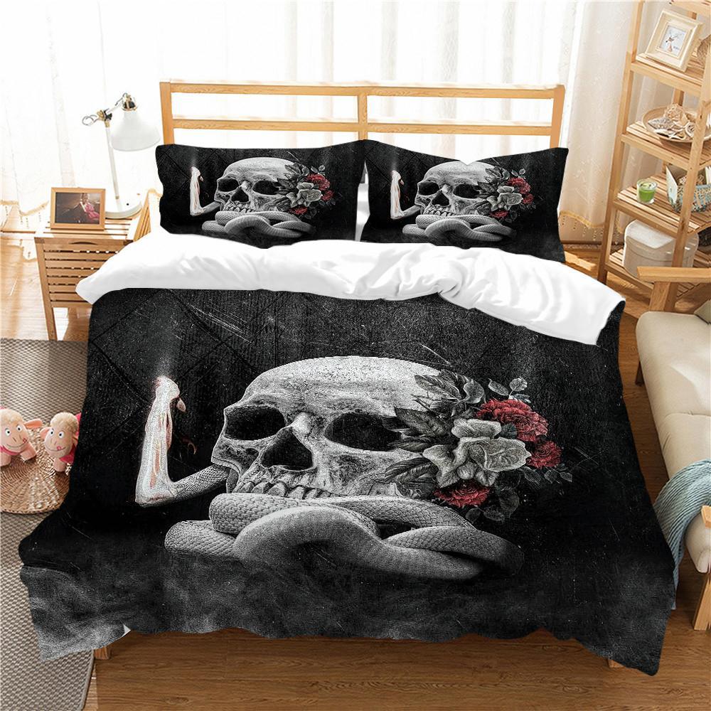 3D Digital Print Three Or Four-Piece Skull Pillowcase And Duvet Cover Set - Image 12