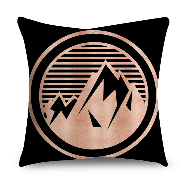 Rose Gold Polyester Pillow Cover Black Gold Element Cushion Throw Pillowcase - Image 18