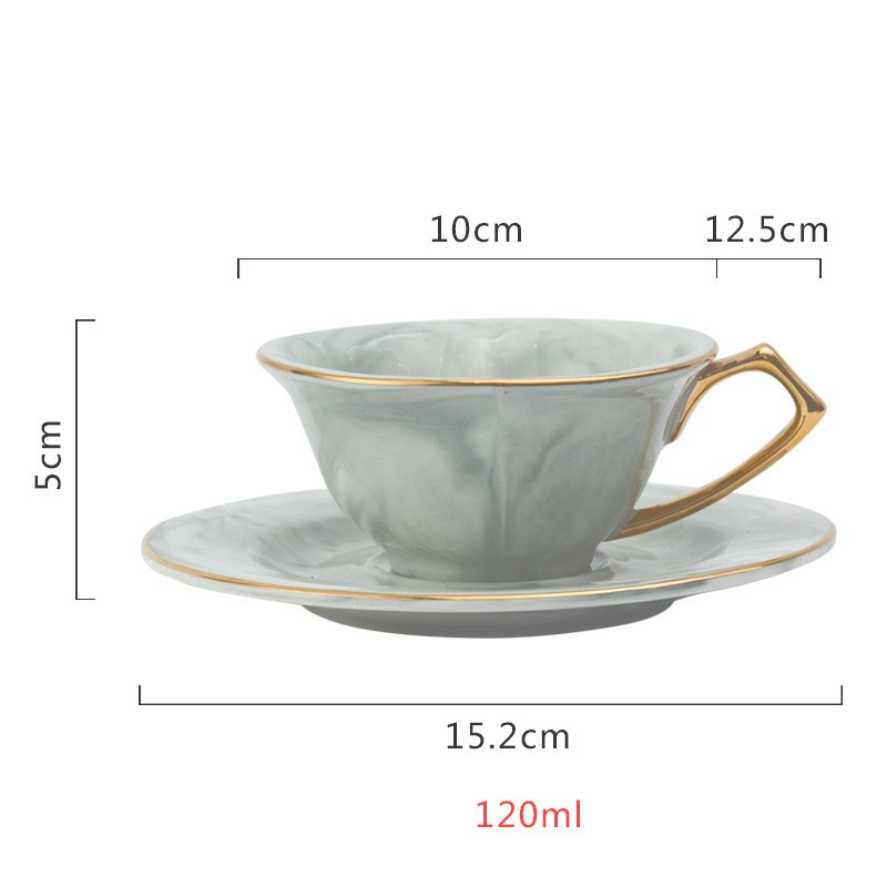 Nordic Simple Marbled Ceramic Coffee Cup Saucer Set