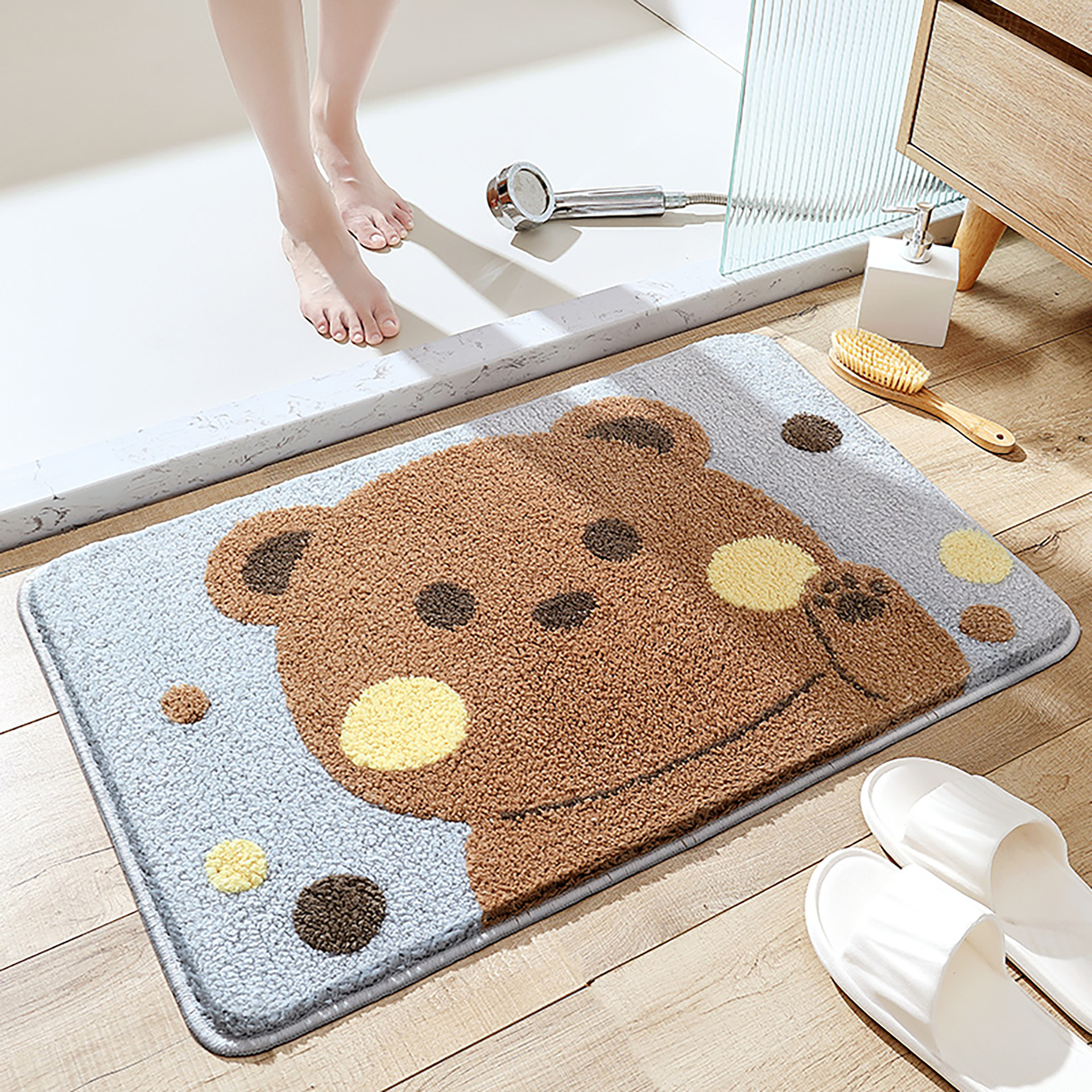 Flocked Home Doormat Bathroom Rug Absorbent Non-slip Mat Bedroom Foot Pad - Image 5