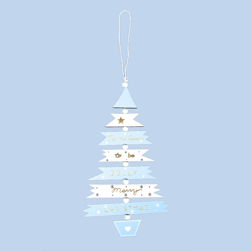 Wooden Painted Multi-color Christmas Tree String Pendant - Image 2