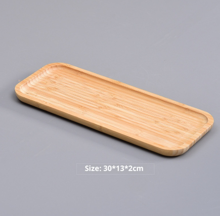 Japanese-style Bamboo Wooden Tray Rectangle Round Cake Pizza Tea Plate - Image 3